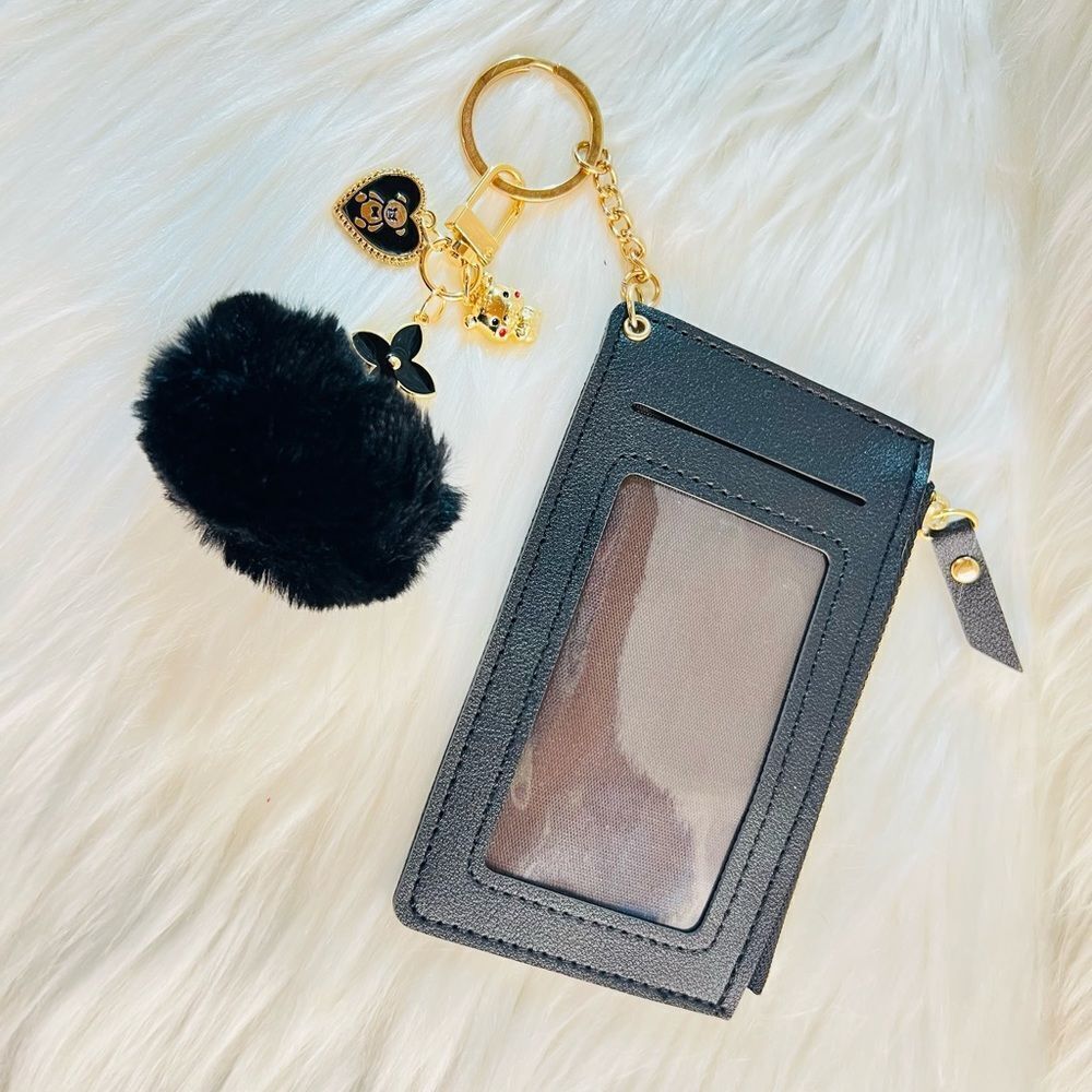 Black Pom Cardholder/Keychain